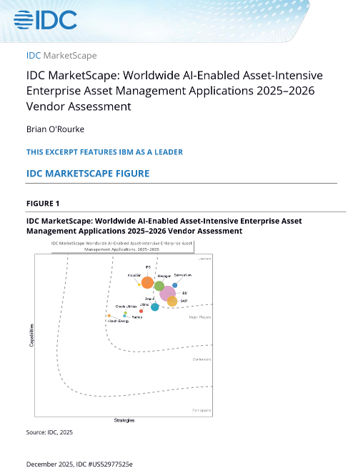 IDC MarketScape: Worldwide AI-Enabled Asset-Intensive Enterprise Asset Management Applications 2025–2026 Vendor Assessment